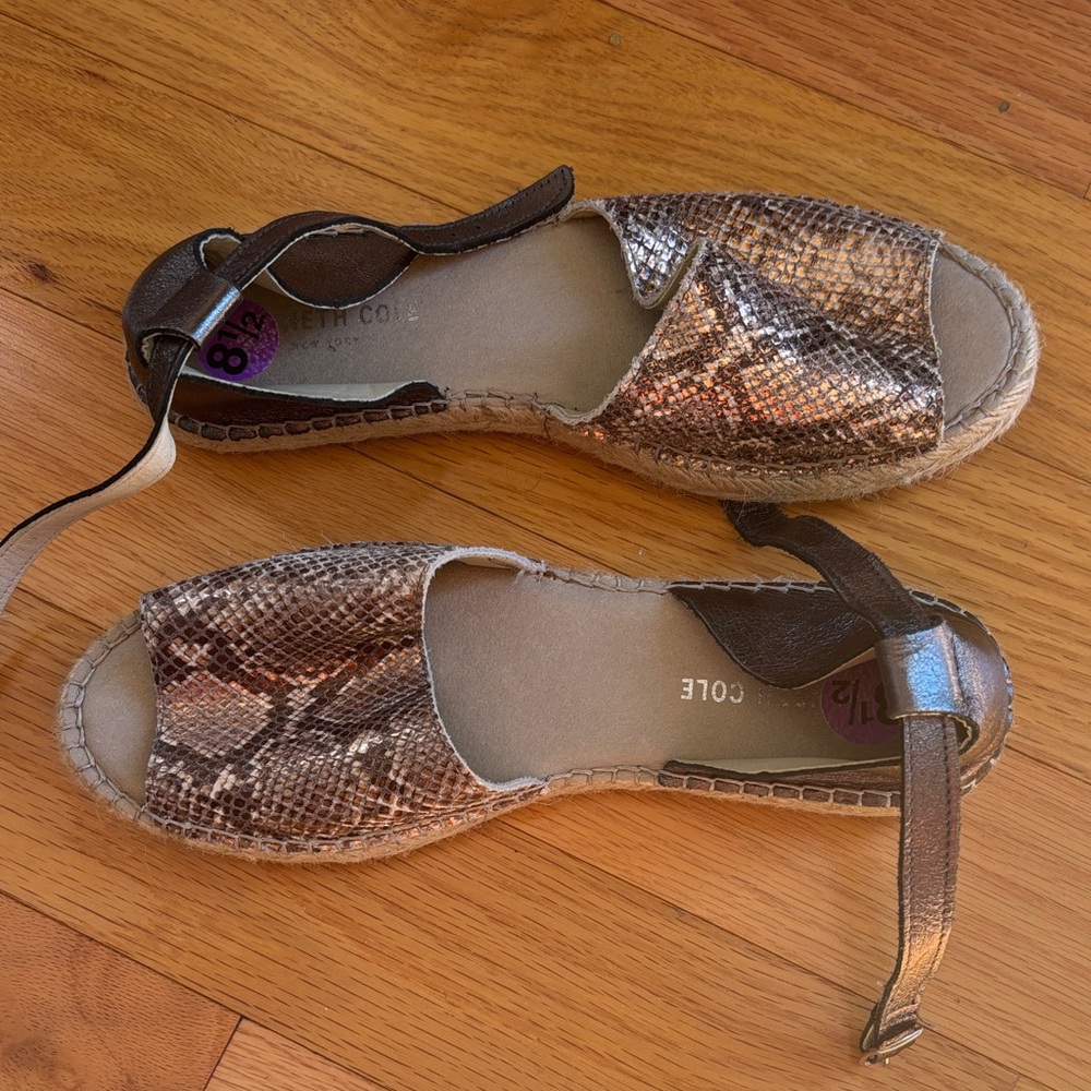 Kenneth Cole Snakeskin Espadrille Sandals - Brown and Tan - Picture 2 of 5